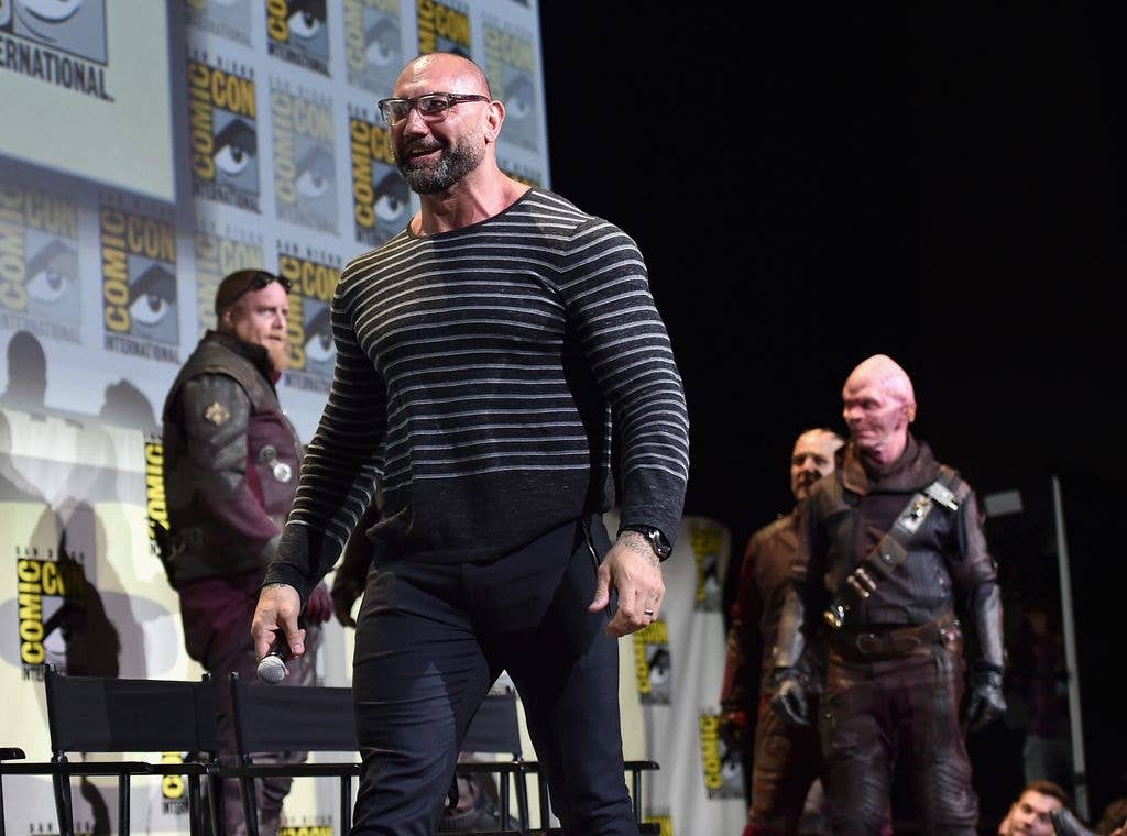 Dave Bautista from Marvel StudiosÂ "Guardians Of The Galaxy Vol. 2Â attends the San Diego Comic-Con International 2016 Marvel Panel in Hall H on July 23, 2016 in San Diego, California