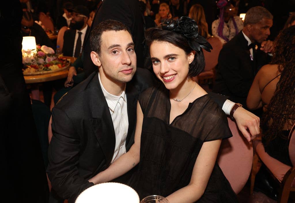 Jack Antonoff and Margaret Qualley attend the 66th GRAMMY Awards at Crypto.com Arena on February 04, 2024 in Los Angeles, California.