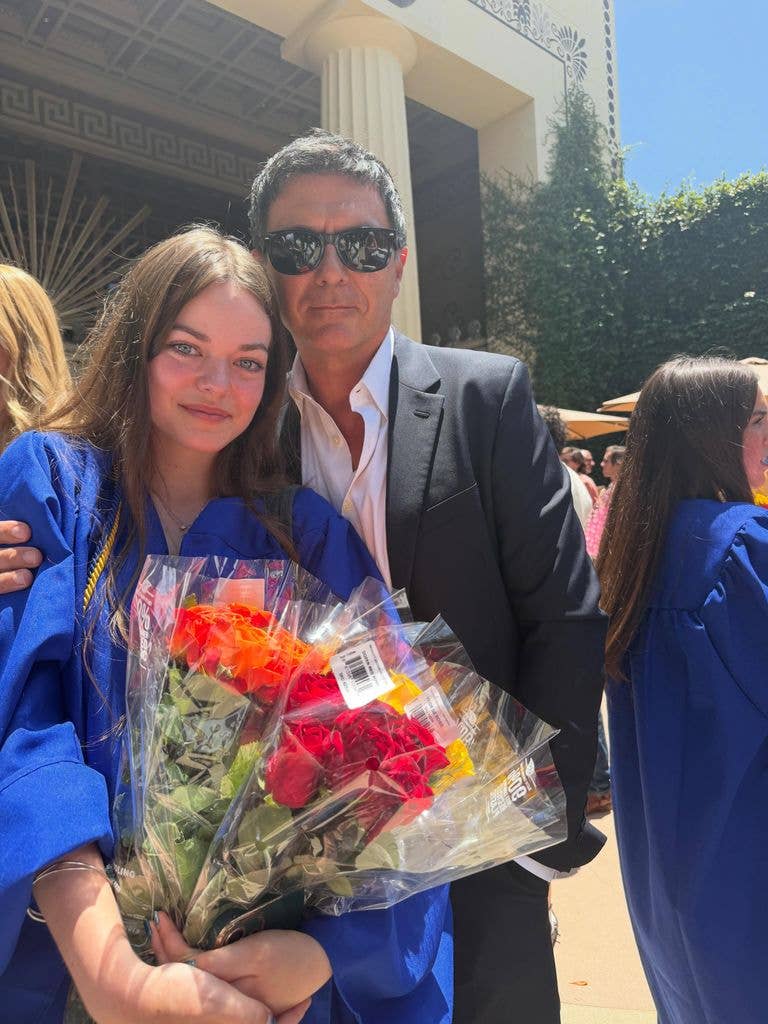 Jeri Ryan's daughter Gisele on graduation day with her dad Christoph
