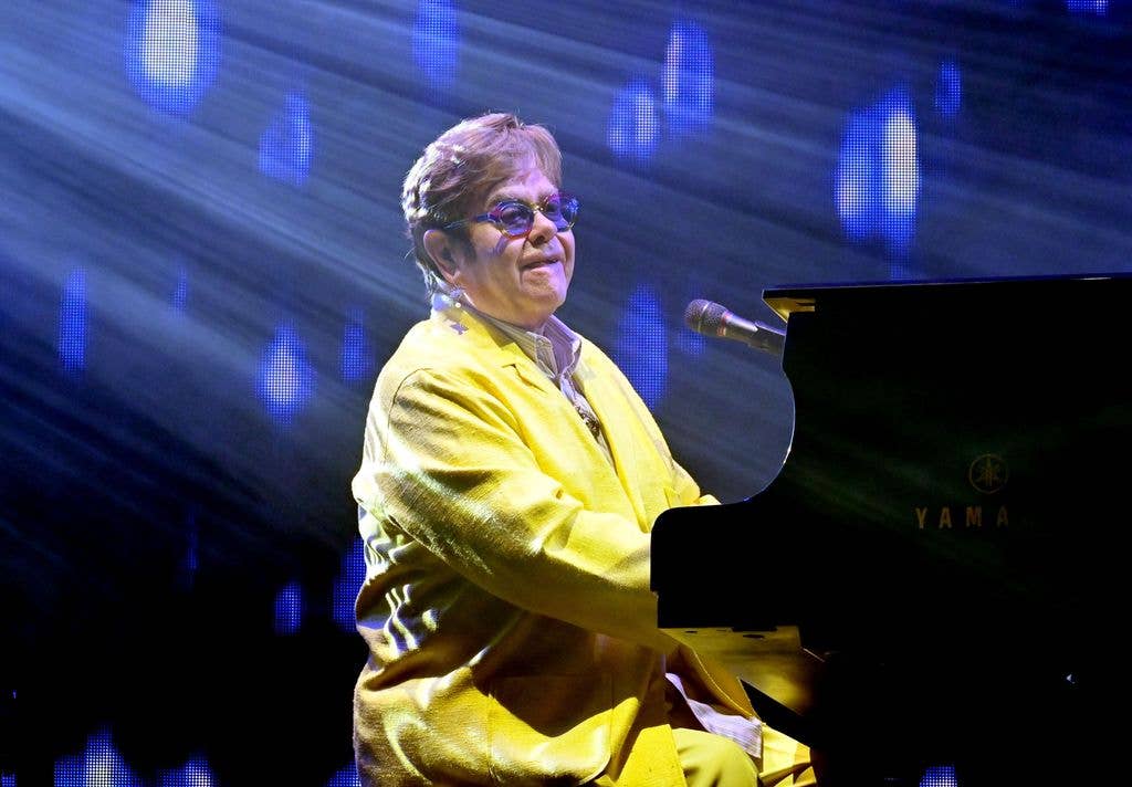 Elton John performs onstage during MFEI Spirit Of Life honoring Jay Marciano at Shrine Auditorium and Expo Hall on October 22, 2024 in Los Angeles, California. 
