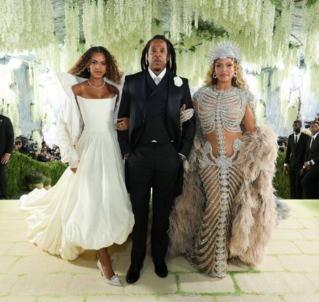 Blue Ivy Carter, Jay-Z, and Beyoncé attend the 2026 Met Gala celebrating "Costume Art" at the Metropolitan Museum of Art on May 04, 2026 in New York City.