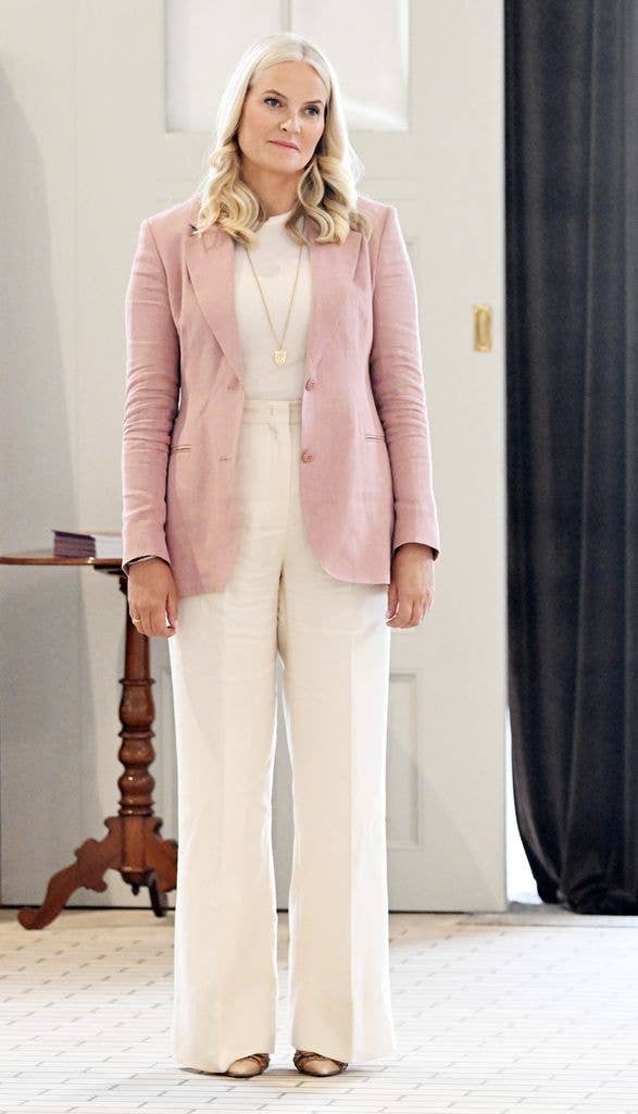 Crown Princess Mette-Marit of Norway attends Queen Sonja's Art Stable on June 23, 2025 in Oslo, Norway.