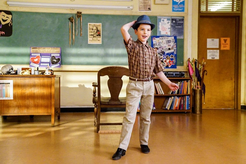 "Killer Asteroids, Oklahoma, and a Frizzy Hair Machine" -Pictured: Sheldon (Iain Armitage). A disappointing loss at the science fair sends Sheldon'ĂÂs life in a new direction, on YOUNG SHELDON, Thursday, March 29