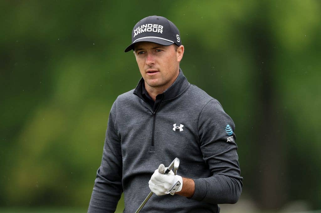 Jordan Spieth looks on while playing the 10th hole during the second round of the Truist Championship 2025 at The Wissahickon at Philadelphia Cricket Club on May 09, 2025 in Flourtown, Pennsylvania.
