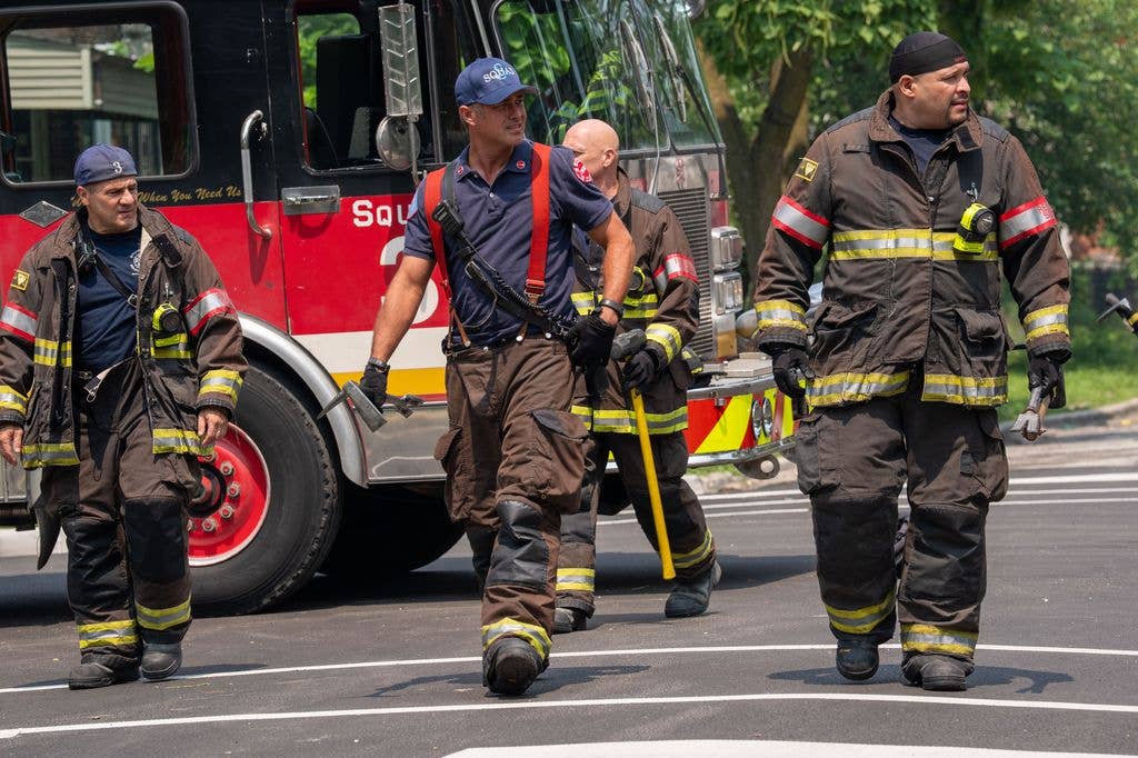 Anthony Ferraris as Tony Ferraris, Taylor Kinney as Kelly Severide, Joe Minoso as Joe Cruz -- (Photo by: Peter Gordon/NBC)
