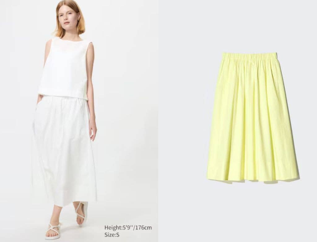 Uniqlo Cotton Blend Gathered Long Skirt
