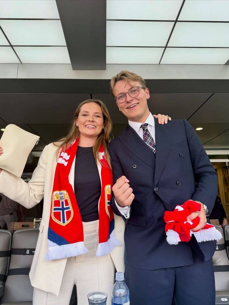 Princess Ingrid Alexandra and Prince Sverre Magnus of Norway watched Norway beat Brazil