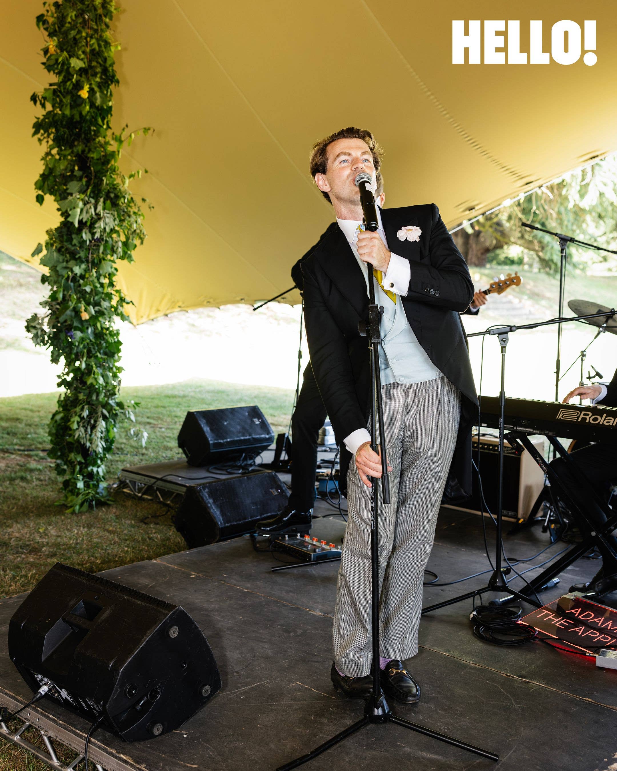 The couple's friend Adam Drew performed with Adam & the Apples