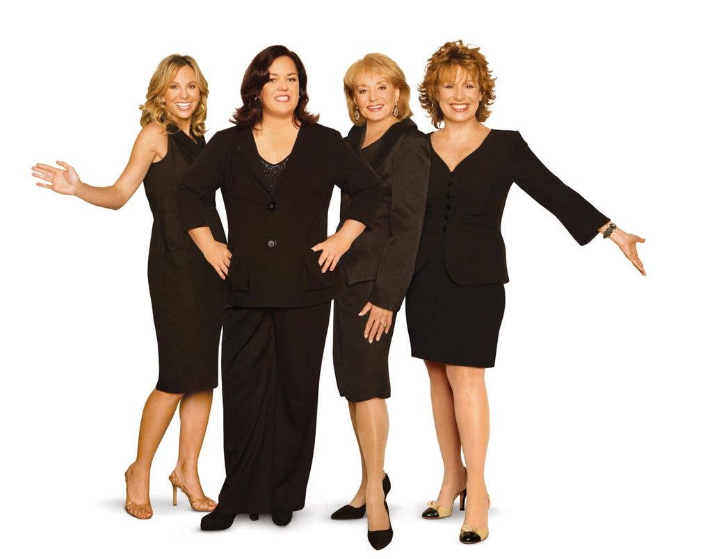 Rosie O'Donnell (2L) joins Elisabeth Hasselbeck (L), Barbara Walters, and Joy Behar (R)