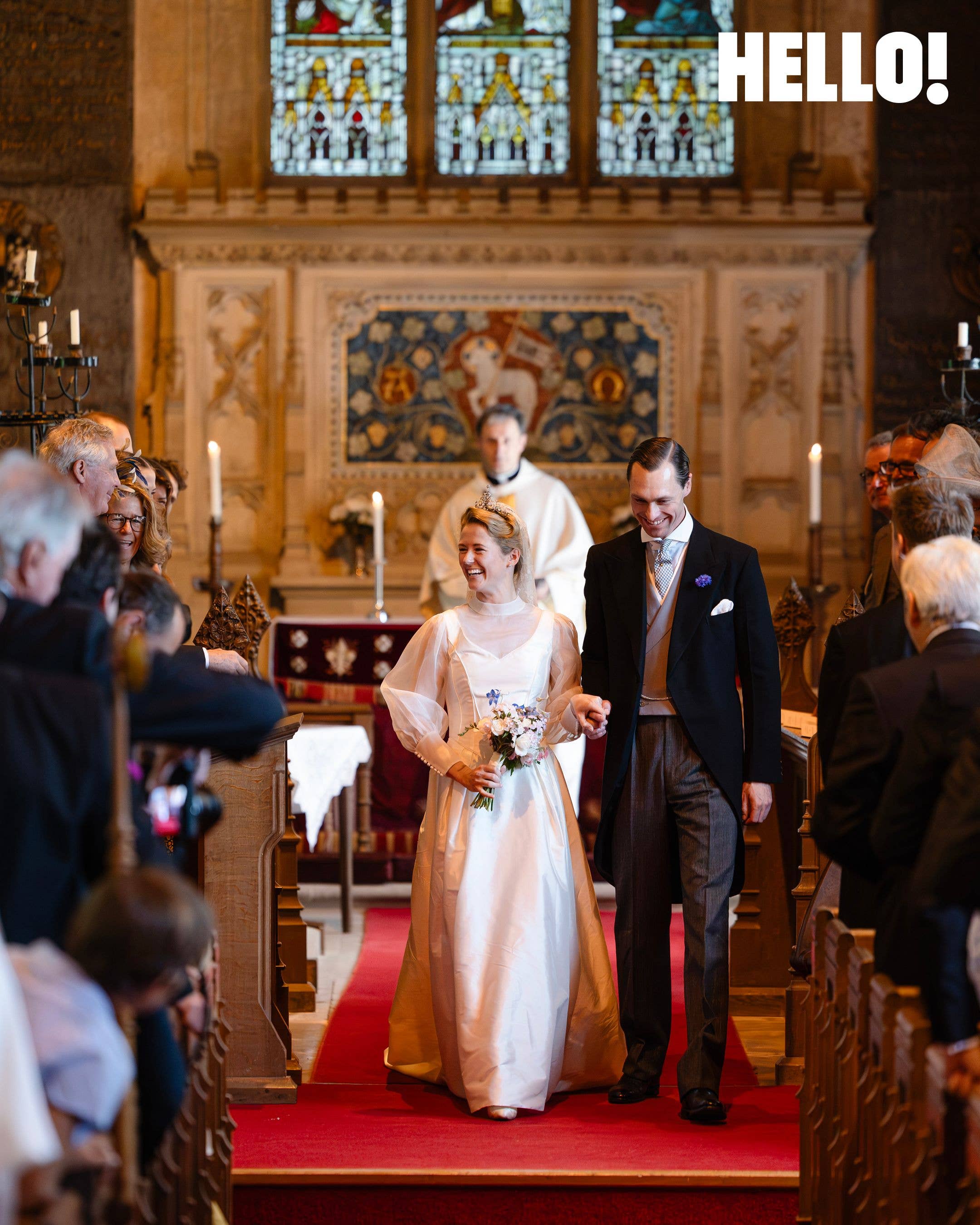 Madeleine and George as they leave St Andrew's church at Prestwold