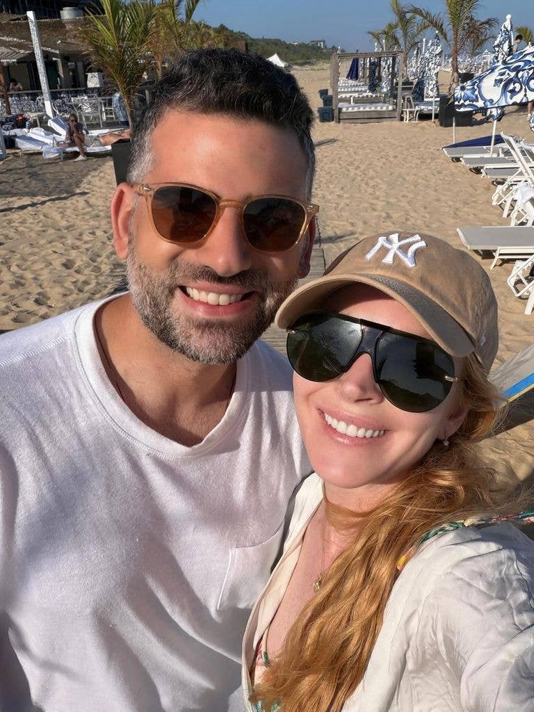 The star posed with her husband