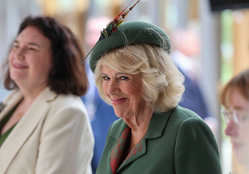 queen camilla in green hat