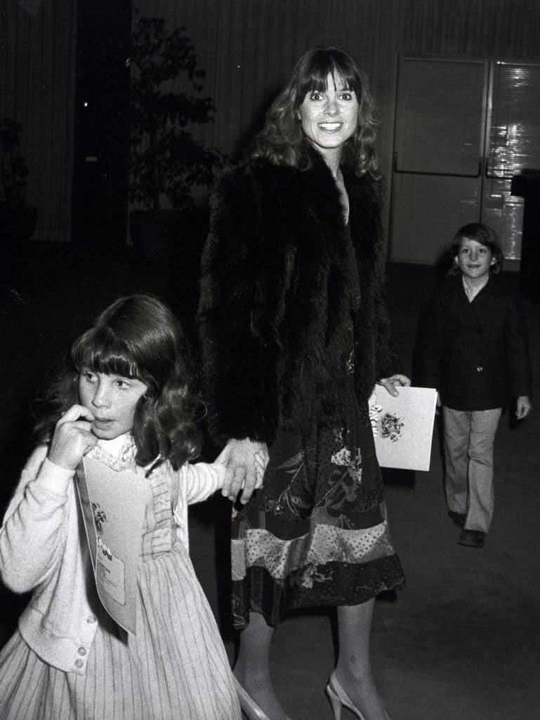 Actress Susan Saint James, son Harmony Lucas and daughter Sunshine Lucas attend the screening of Caveman on April 2, 1981 at the Academy Theater in Beverly Hills, California. 