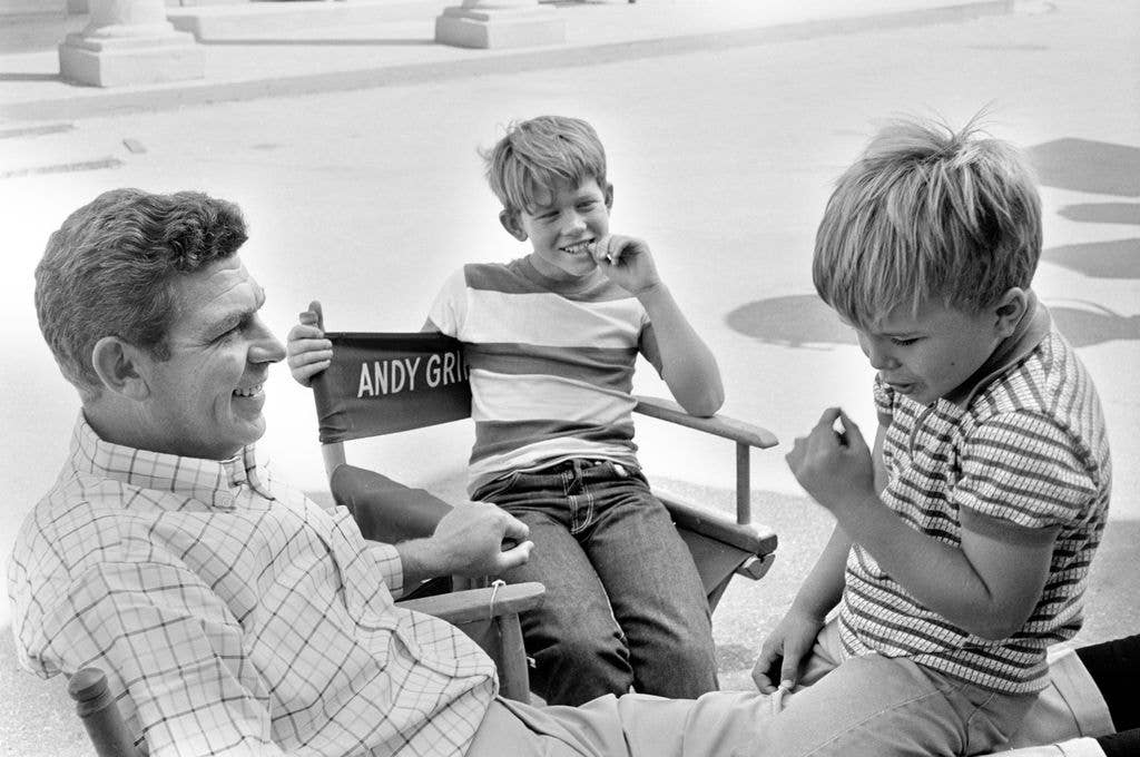 Andy Griffith, Ron Howard and his brother Clint Howard spend time on the set of the 'Goober Makes History' episode of CBS television's "The Andy Griffith Show."