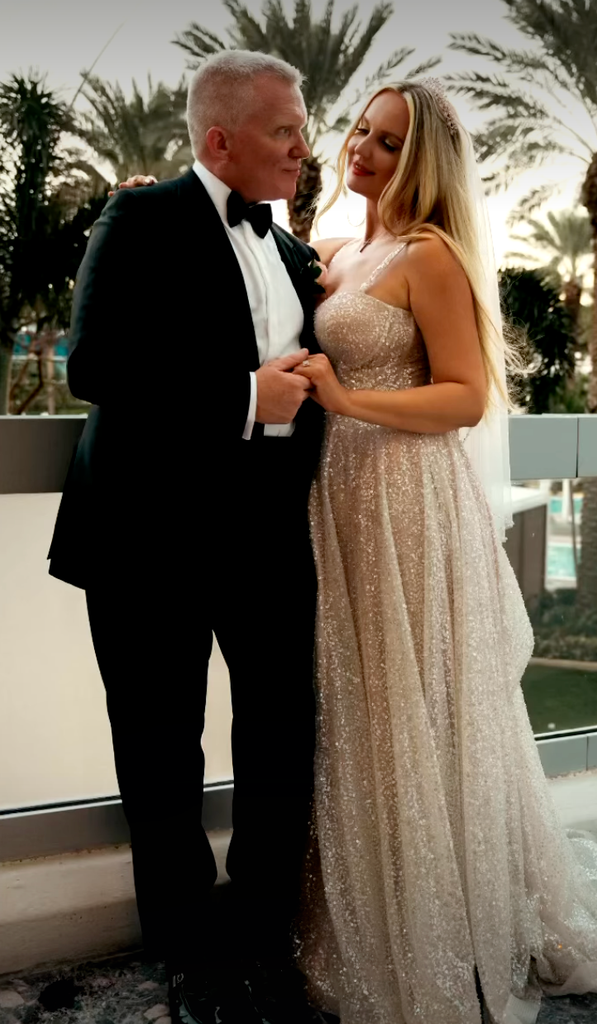 Anthony Michael Hall and Lucia on their wedding day, shared via Instagram