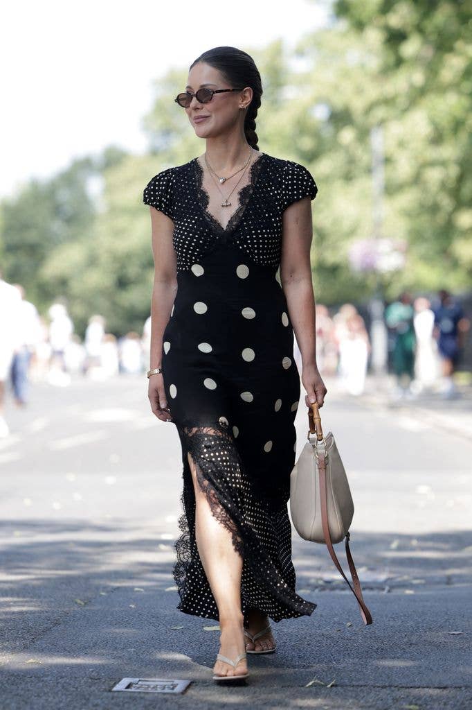 Louise Thompson arrives at Wimbledon