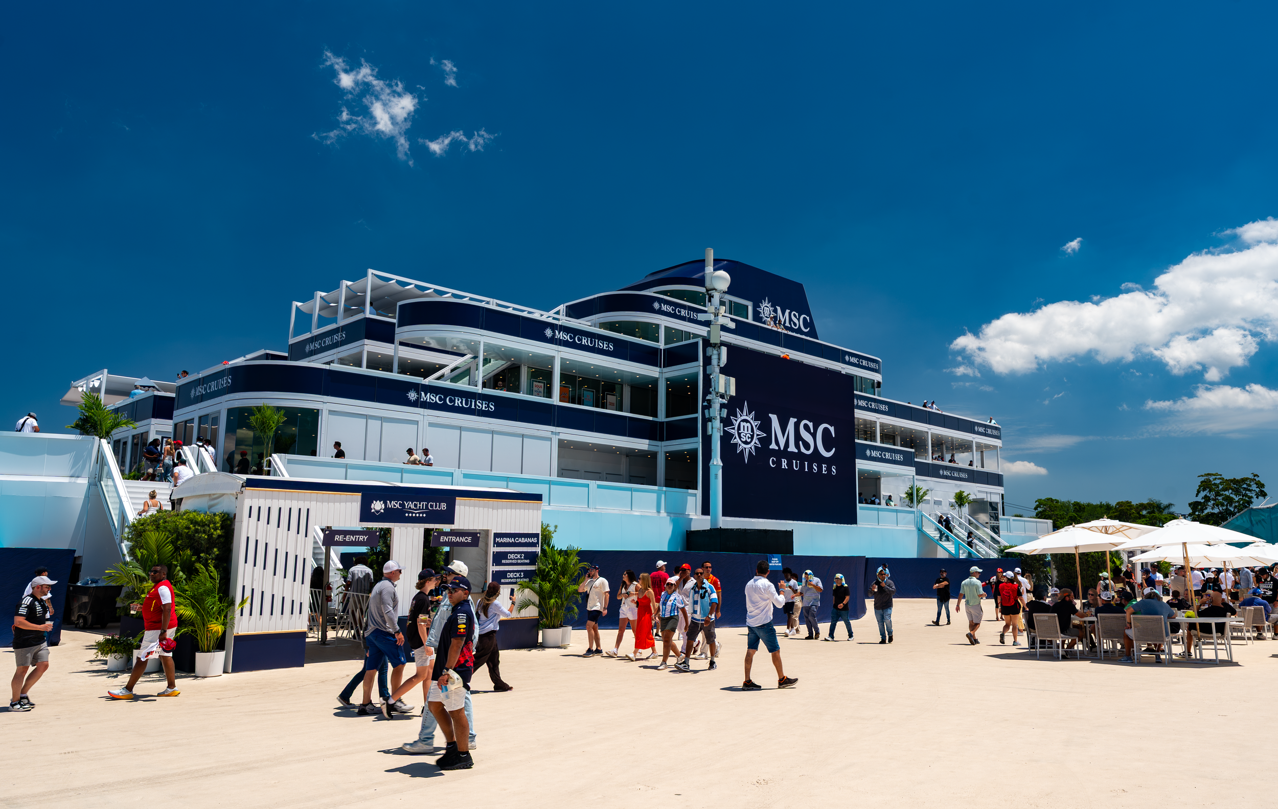 The inspiration for this striking structure was the line’s exclusive MSC Yacht Club