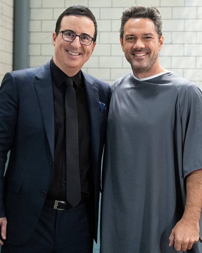 John Oliver and Ryan Paevey posing for a photo on the General Hospital set, shared via Instagram