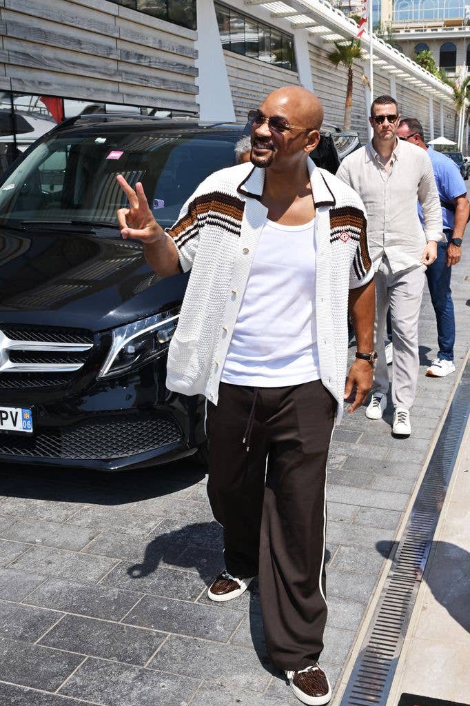 Will sported a freshly shaved head in Monaco