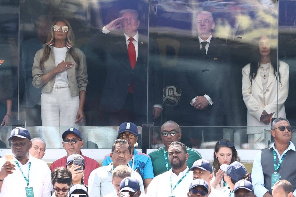 Melania and Donald Trump with FIFA President Gianni Infantino and his wife Leena Al Ashqar