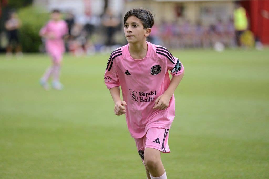 25 November 2024, Argentina, Rosario: Thiago Messi (M), son of soccer star Lionel Messi, plays with the Inter Miami team against Argentina's PeÃ±arol. Photo: Emma Garcia/dpa (Photo by Emma Garcia/picture alliance via Getty Images)
