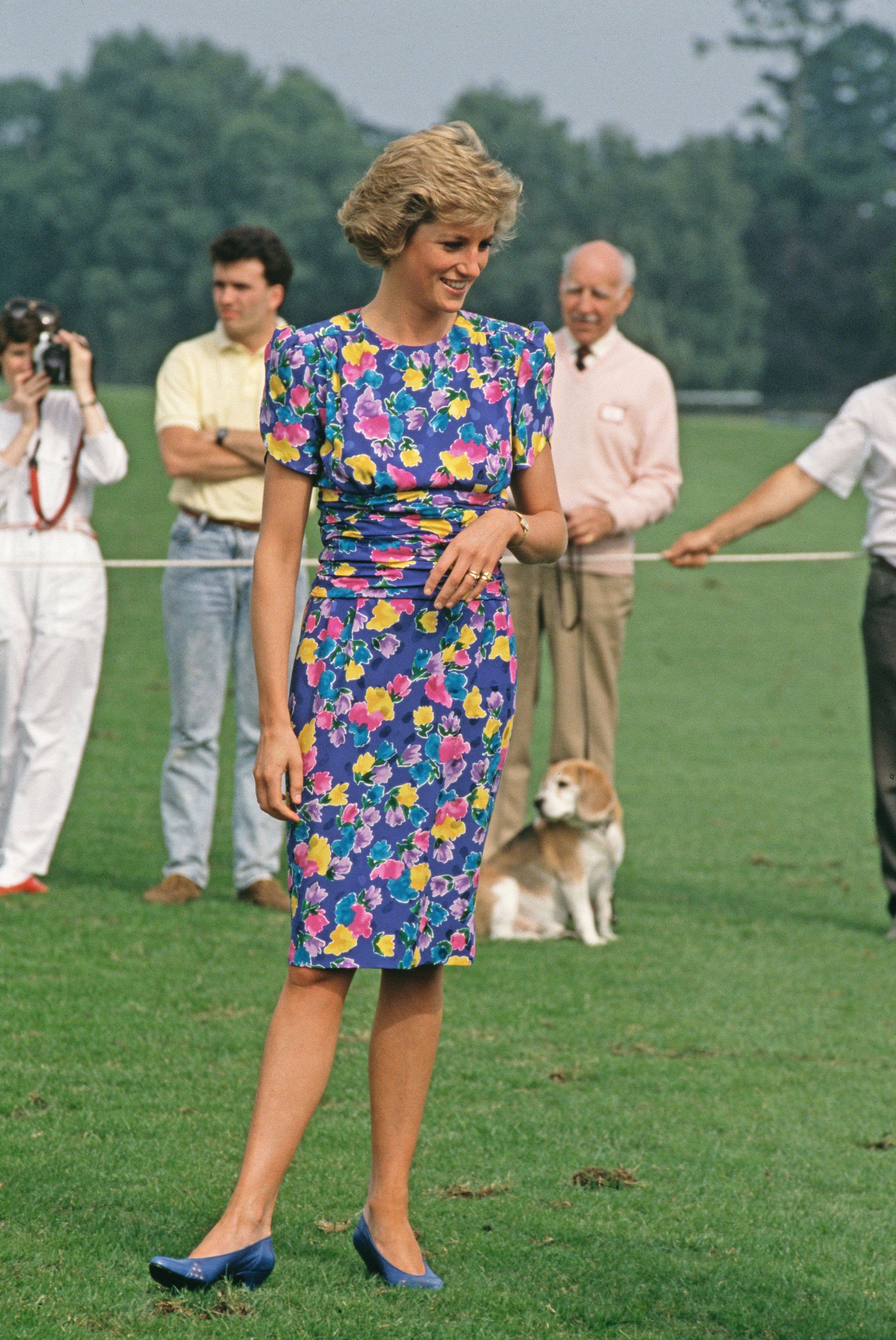 Diana, Princess of Wales  (1961 - 1997) attends a charity polo match sponsored by 'Hello' magazine at the Guards Polo Club in Windsor, UK, 29th June 1988. 