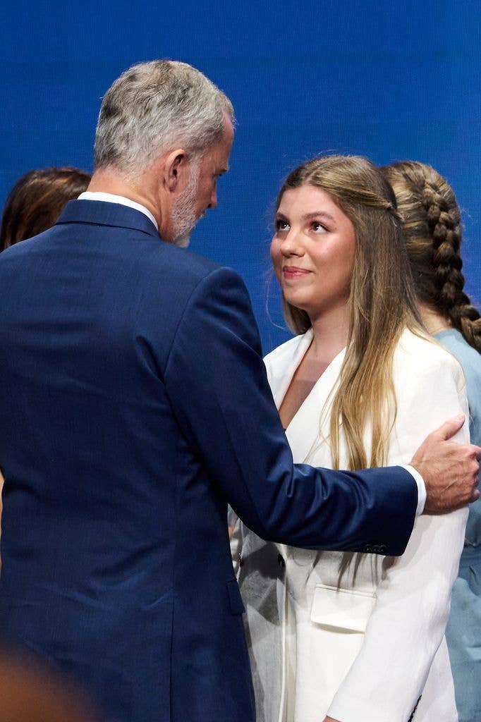 King Felipe VI of Spain looks proudly upon daughter Princess Sofia