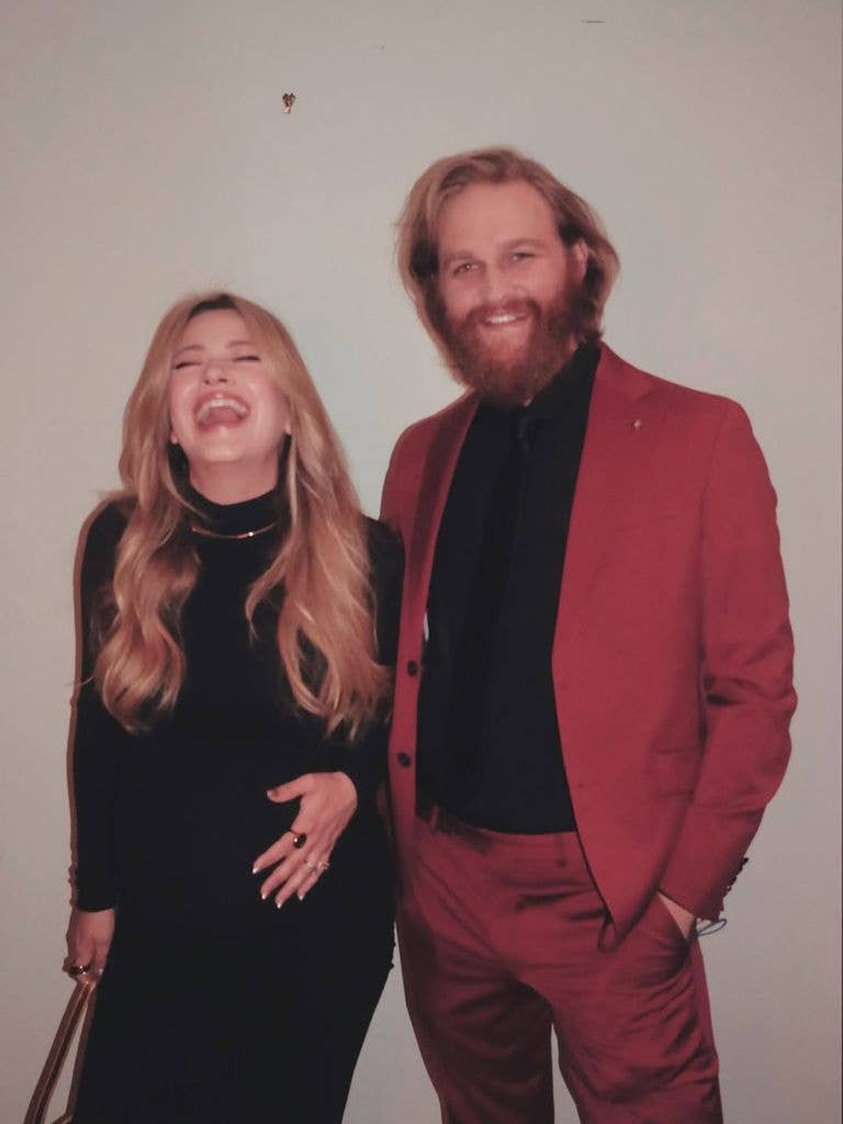Wyatt Russell and Meredith Hagner posing for a photo, shared via Instagram