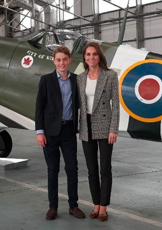Prince George is almost as tall as his mother in  a new photo shared on 27 June