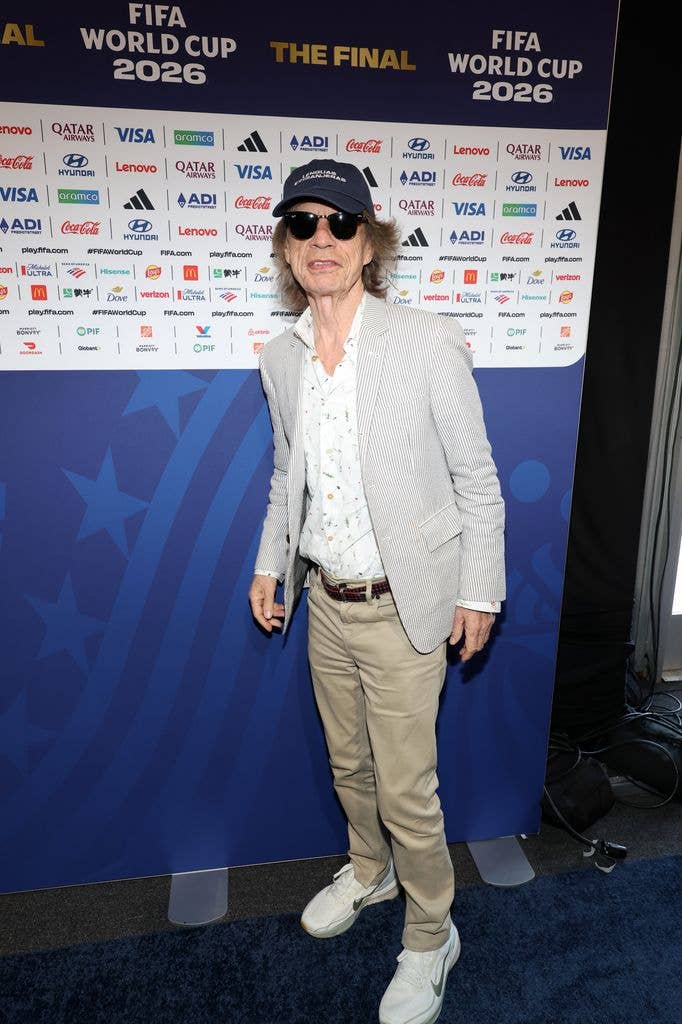 Mick Jagger attends the FIFA Gold Carpet before the FIFA World Cup 2026 Final match between Spain and Argentina at New York New Jersey Stadium on July 19, 2026 in East Rutherford, New Jersey.