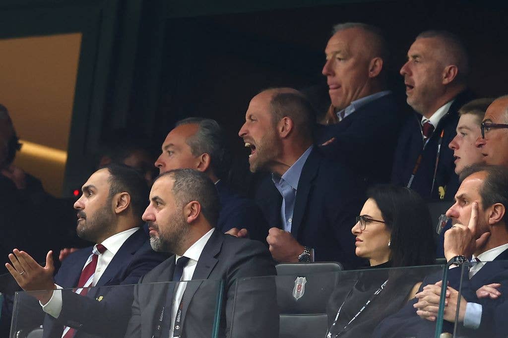 William, Prince of Wales reacts during the UEFA Europa League Final 2026 match between SC Freiburg and Aston Villa FC at Besiktas Park on May 20, 2026 in Istanbul, Turkey