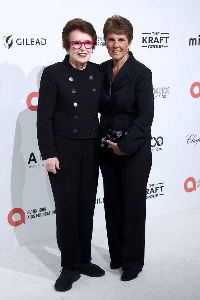  Billie Jean King and Ilana Kloss attend Elton John AIDS Foundation's 34th Annual Academy Awards Viewing Party on March 15, 2026 in West Hollywood, California. (Photo by Tommaso Boddi/WireImage)