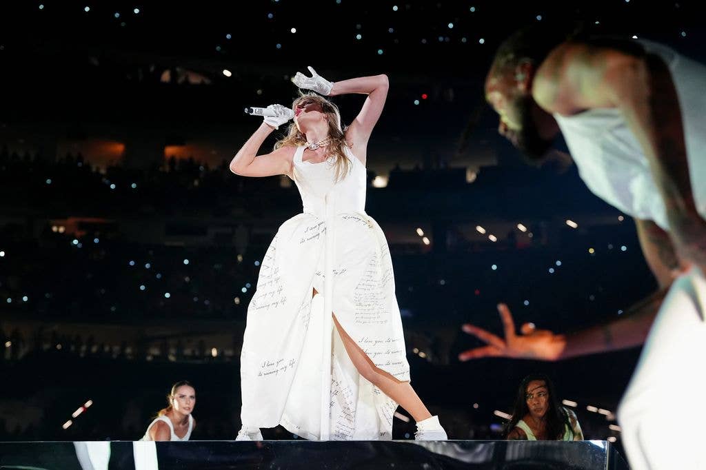 Taylor may have quietly hinted at her bridal fashion choice long before the big day