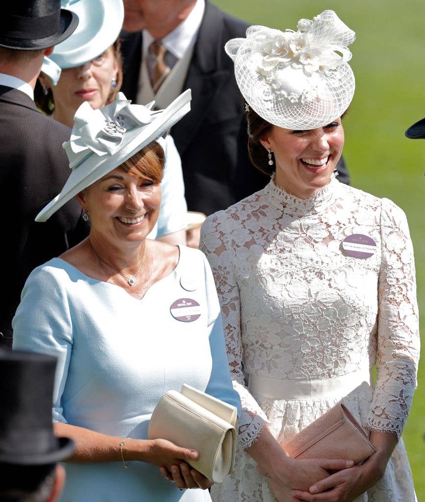 Catherine, Duchess of Cambridge (R) and her mother Carole Middleton smiling together