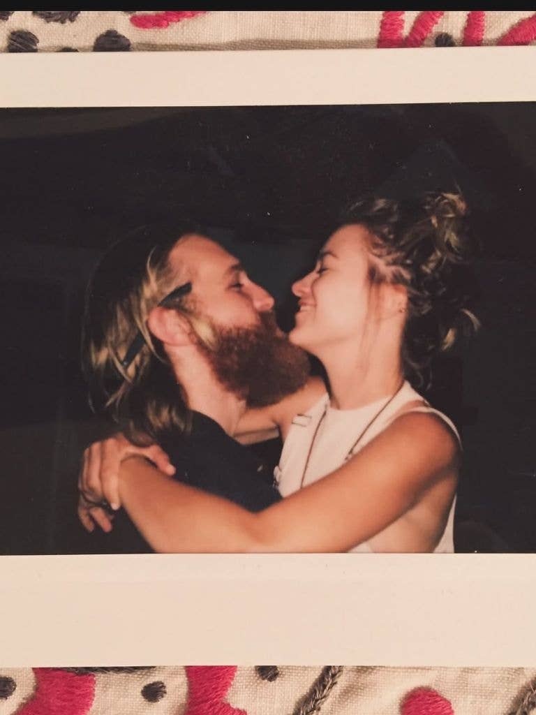 Wyatt Russell and Meredith Hagner posing for a photo, shared via Instagram