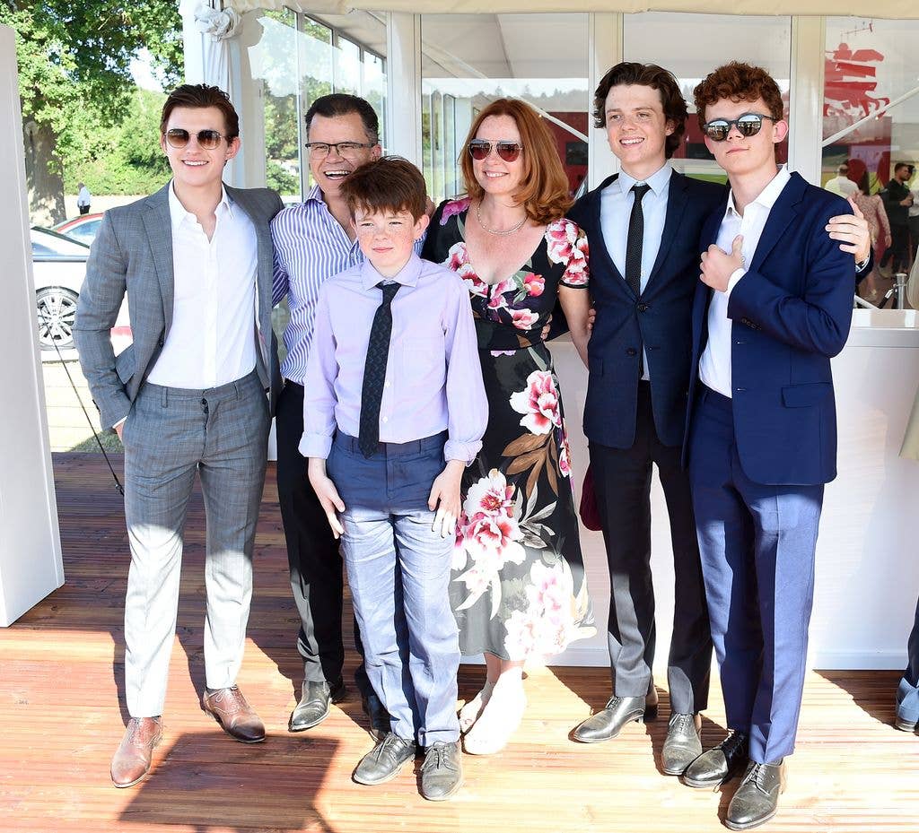 Tom Holland with his father, mother and three siblings