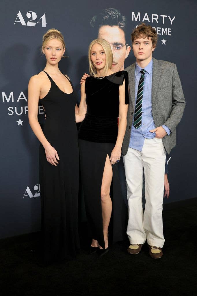 Apple Martin, Gwyneth Paltrow, and Moses Martin attend A24's "Marty Supreme" New York Premiere