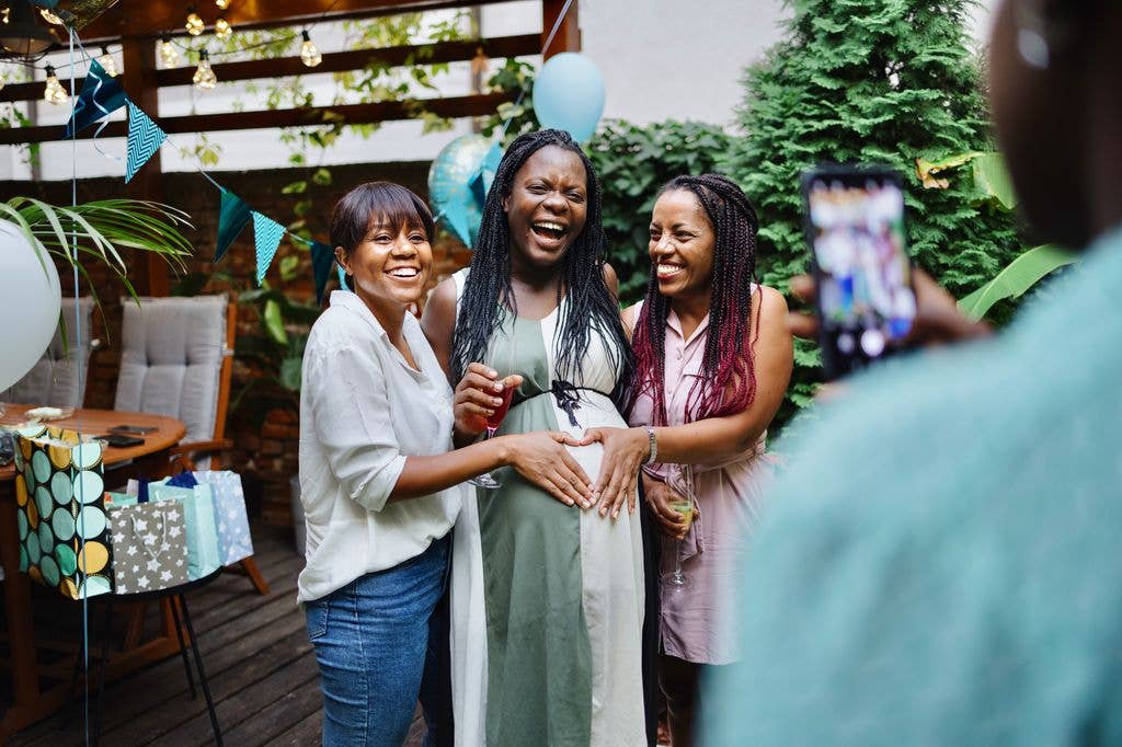 woman at baby shower with female friends