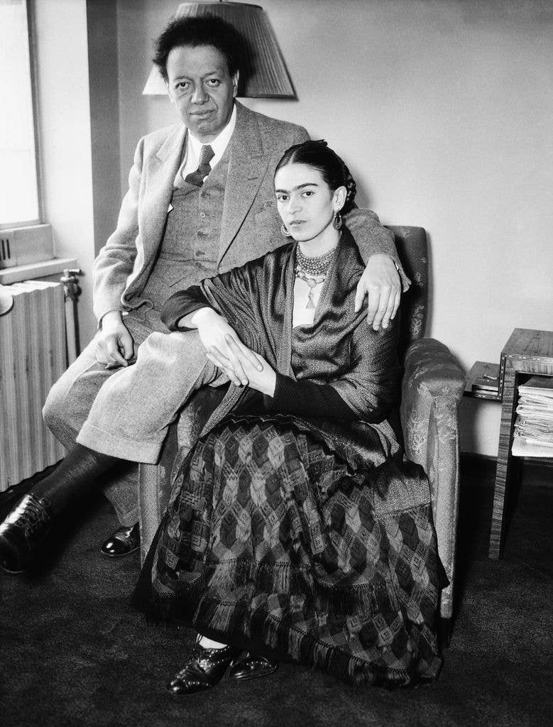 Mexican painter Frida Kahlo with her husband Diego Rivera