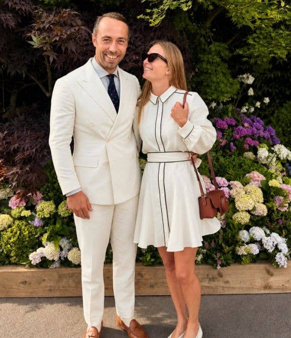 James Middleton and Alizee Thevenet in matching cream outfits
