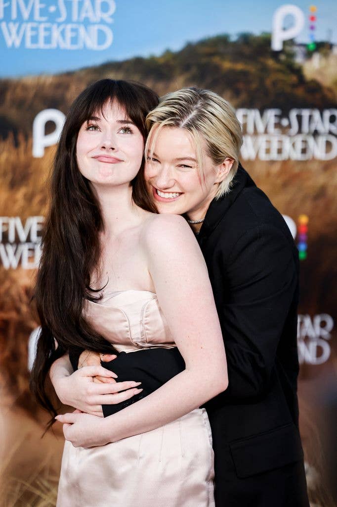 Harlow Jane and West Duchovny attend the Los Angeles photo call for Peacock's 'The Five Star Weekend' at Billy Wilder Theater at The Hammer Museum on July 08, 2026 in Los Angeles, California. (Photo by Emma McIntyre/Emma McIntyre/WireImage)