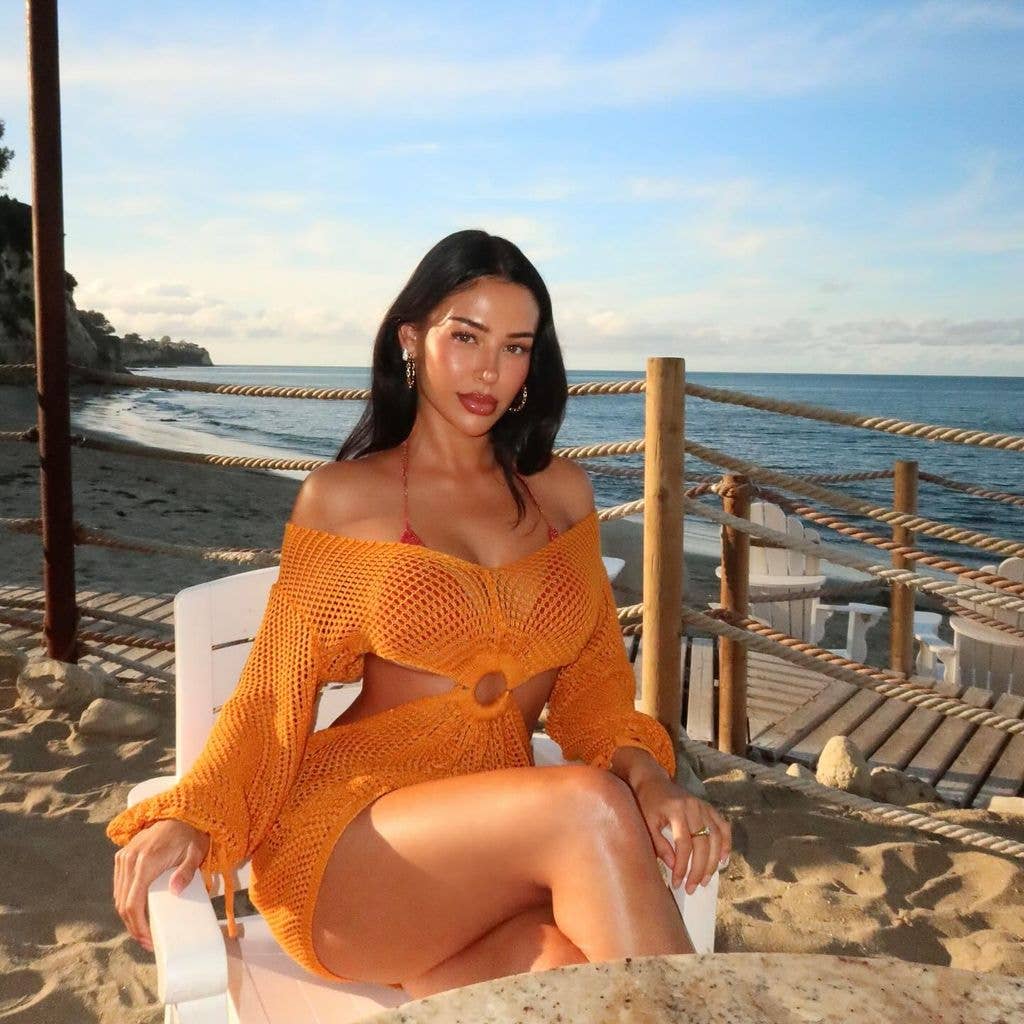 Ashlyn castro orange net dress