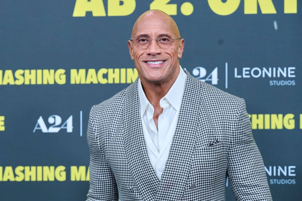 Dwayne Johnson in houndstooth blazer