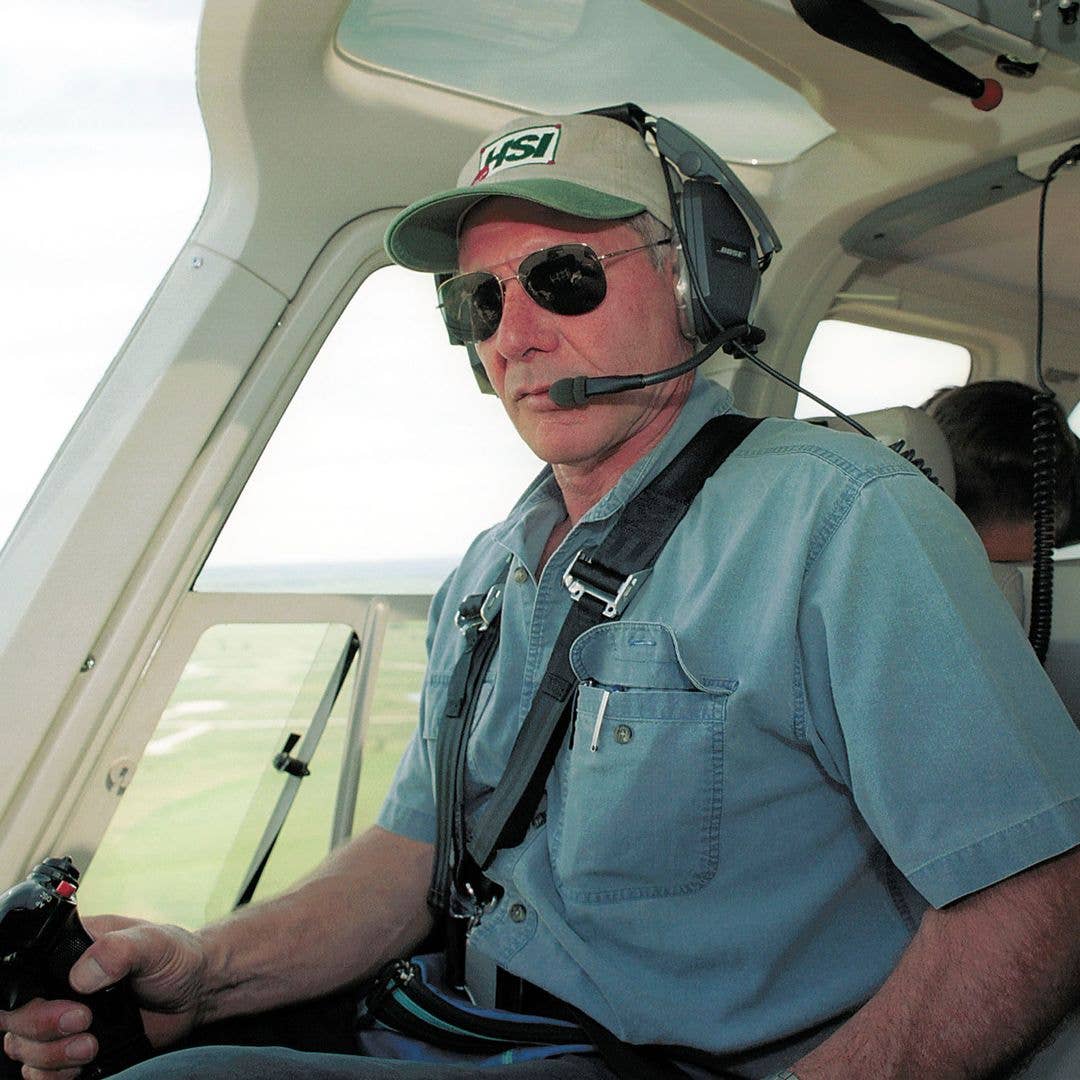 Actor Harrison Ford Flies His Helicopter July 10, 2001 Near Jackson, Wy. Ford Located And Rescued Missing 13-Year-Old Boy Scout Cody Clawson.