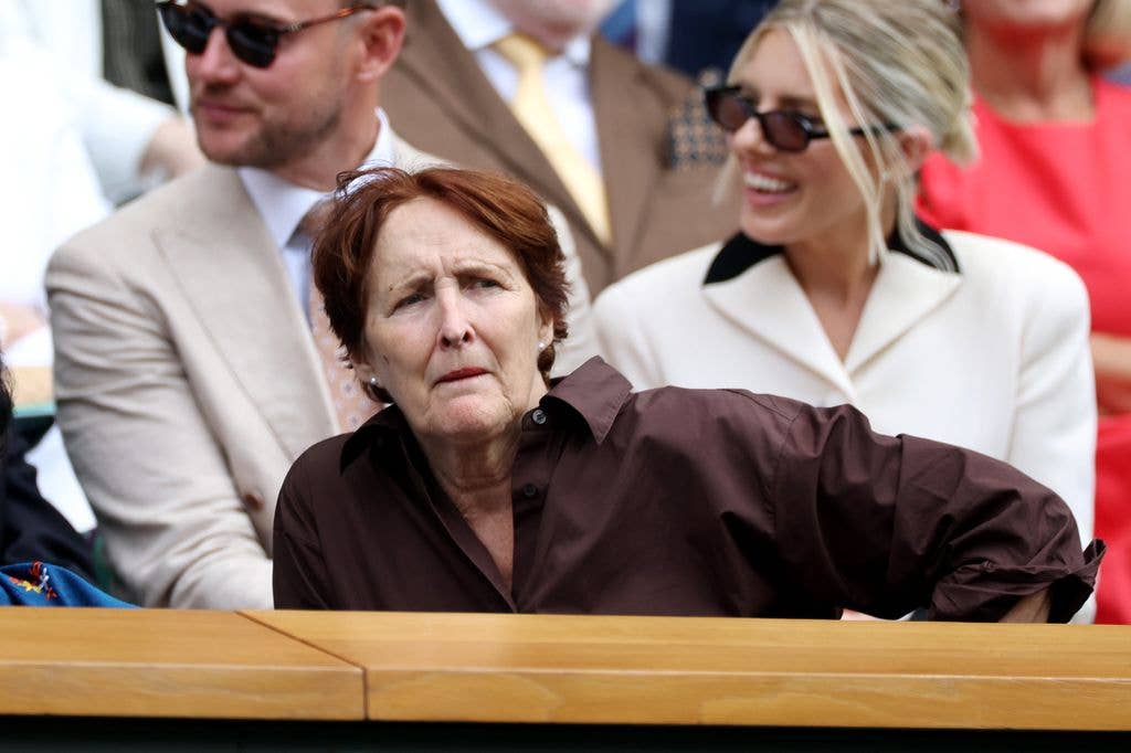 Fiona Shaw is seen in the royal box on day two of The Championships Wimbledon 2026
