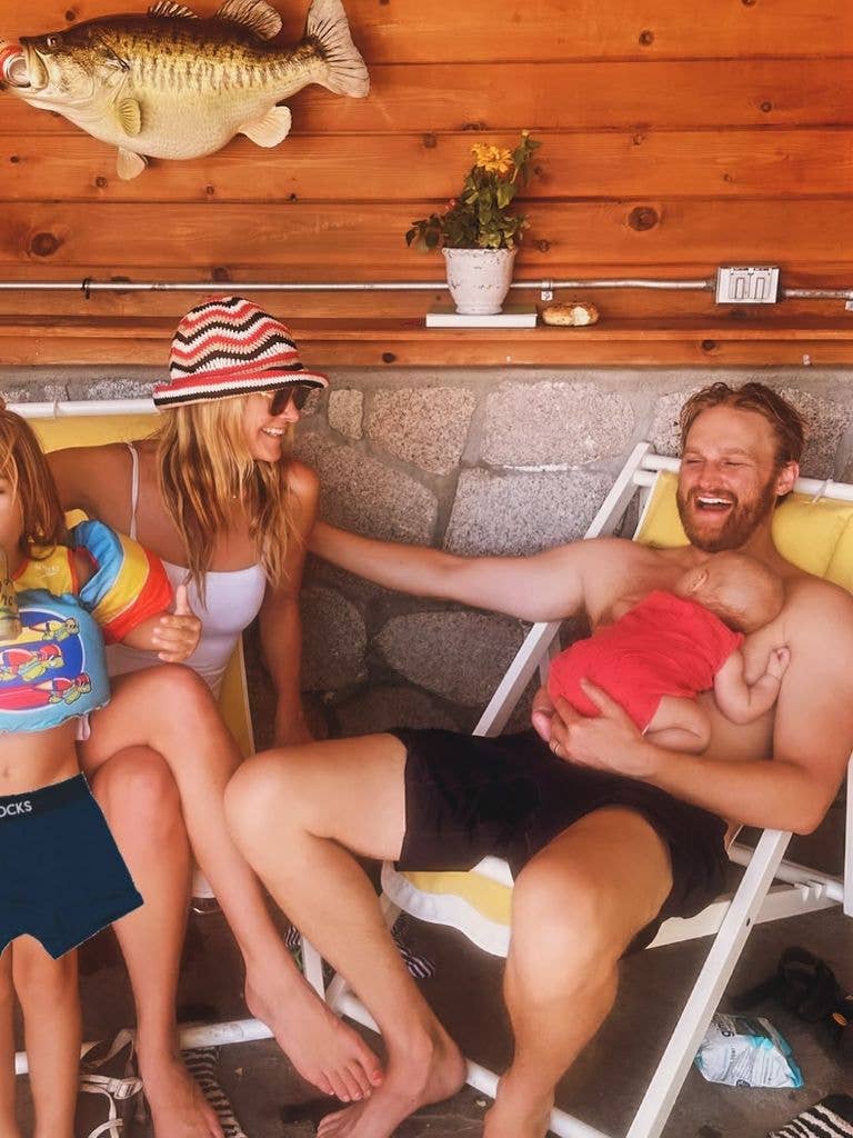 Wyatt Russell, his wife Meredith Hagner, and their sons, shared via Instagram