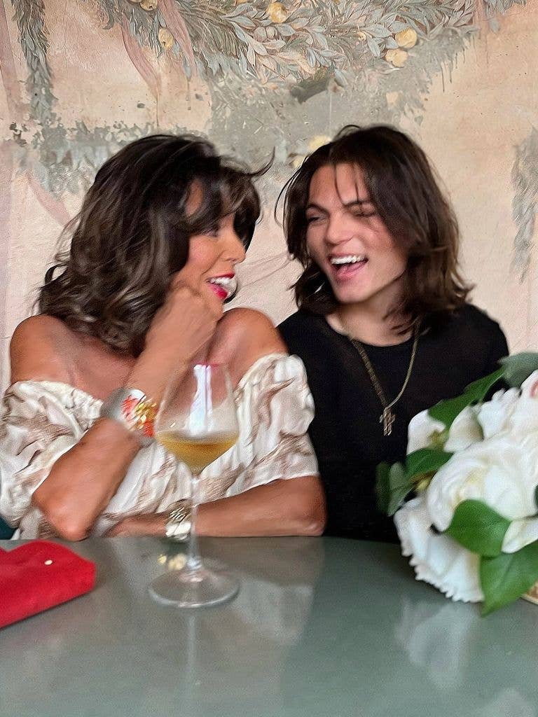 joan collins damian hurley laughing