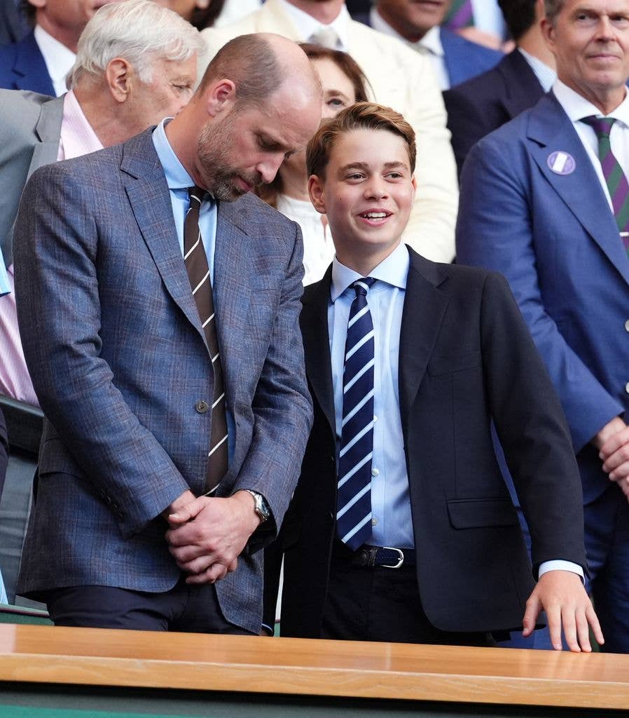 The Prince of Wales with Prince George in the royal box on day fourteen of the 2026 Wimbledon Championships