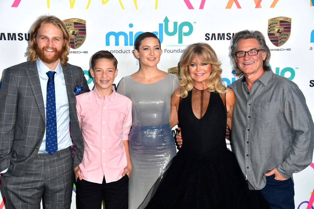Wyatt Russell, Ryder Robinson, Kate Hudson, Goldie Hawn and Kurt Russell , attends Goldie's Love In For Kids at Ron Burkle's Green Acres Estate on November 3, 2017 in Beverly Hills, California.