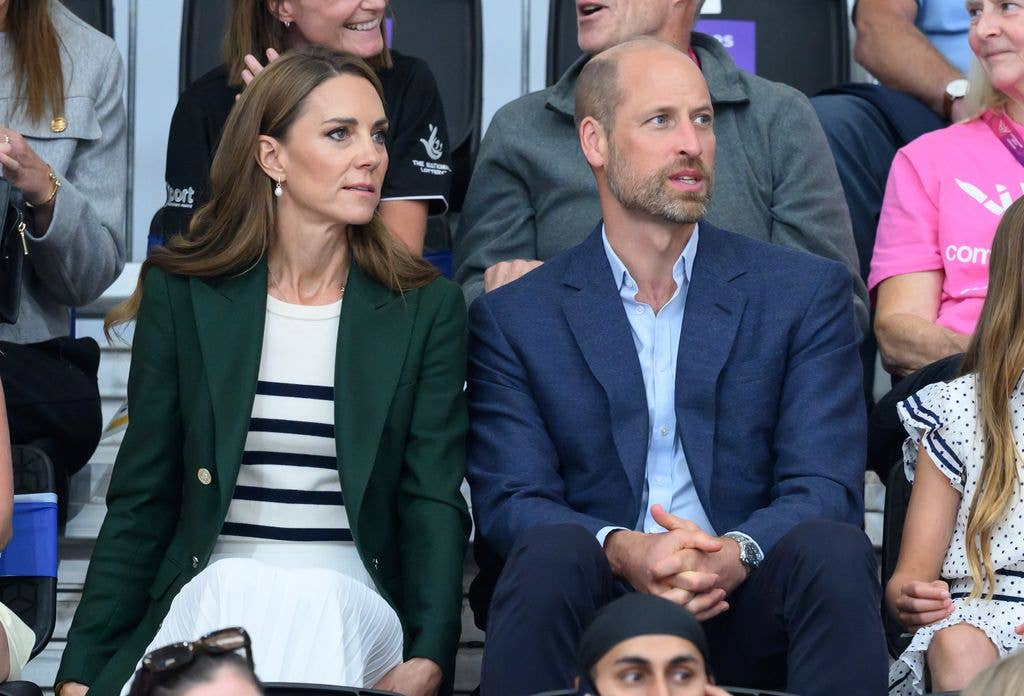 Catherine, Princess of Wales and Prince William, Prince of Wales watches the track cycling during the 2026 Commonwealth Games at the Sir Chris Hoy Velodrome on August 01, 2026 in Glasgow, Scotland.